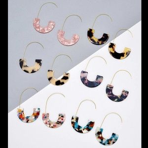 Marbled Resin Acrylic U-Shape Drop Earrings